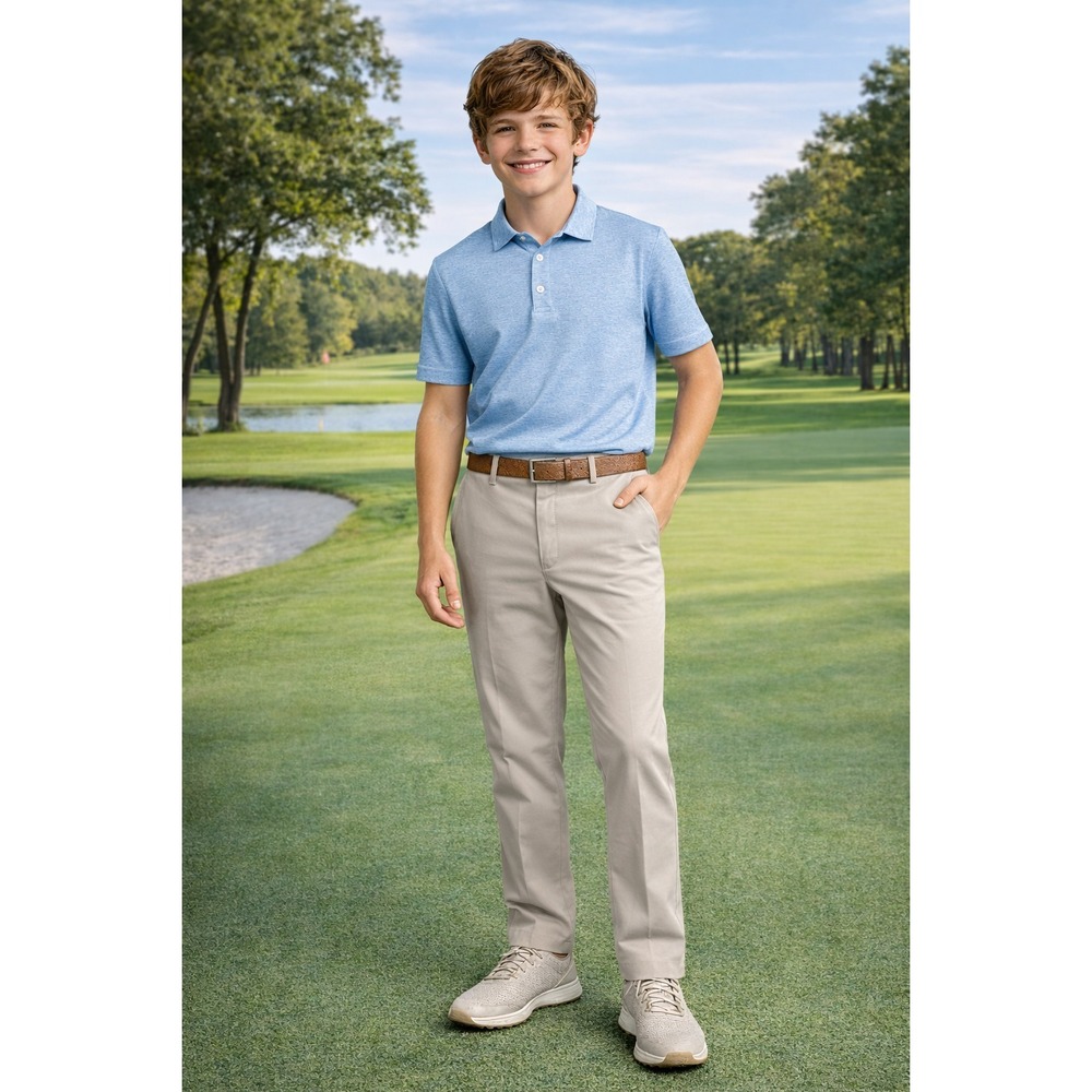 PGA TOUR Kids Boys Pants 10-12‎ Golf Beige Flats Front Stretch Chino Casual